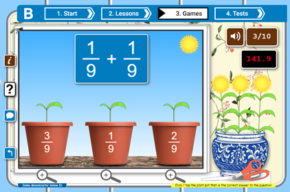 Free Maths Games screenshot of Sow grow game for learning and practicing intermediate maths