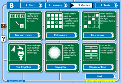 Free Math Games screenshot of games available for Elementary math