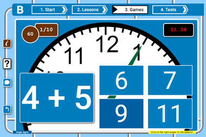 Screenshot of the Choose or lose game for learning and practicing math online