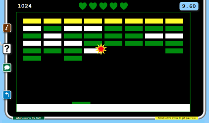 Screenshot of the Pong game for learning and practicing math online